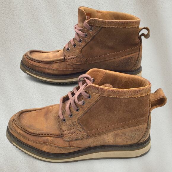 Ariat Lookout Men’s Moc Toe Boots Size 8EE Extra Wide Brown Leather 4LR Comfort - Picture 3 of 7